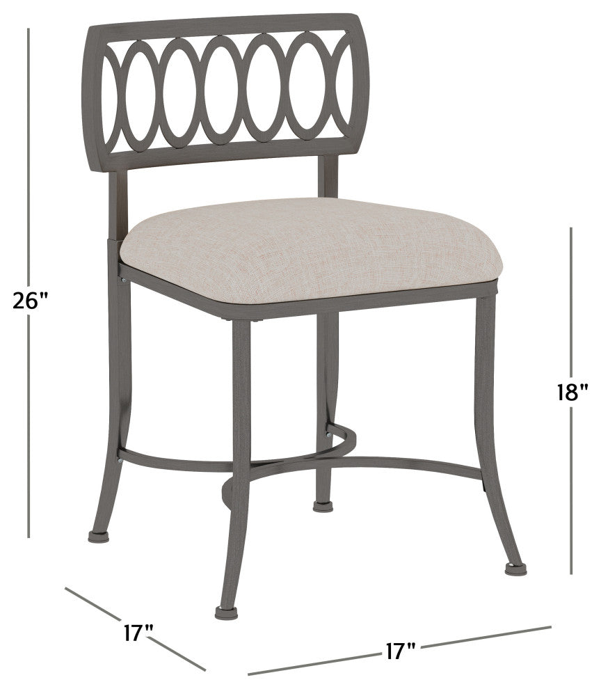 Hillsdale Furniture Canal Street Metal Vanity Stool, Pewter