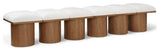 Pavilion Boucle Fabric Upholstered 6-Piece Modular Bench, Cream, Walnut Finish