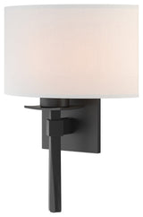 Beacon Hall Half Drum Shade Sconce, Black, Natural Anna Shade