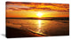 "Bright Yellow Sunset Over Waves" Modern Beach Canvas Art Print, 32"x16"