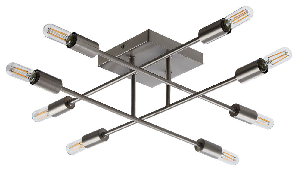 Halton 8 Light Staineless Steel Flushmount Ceiling Fixture with Bulbs