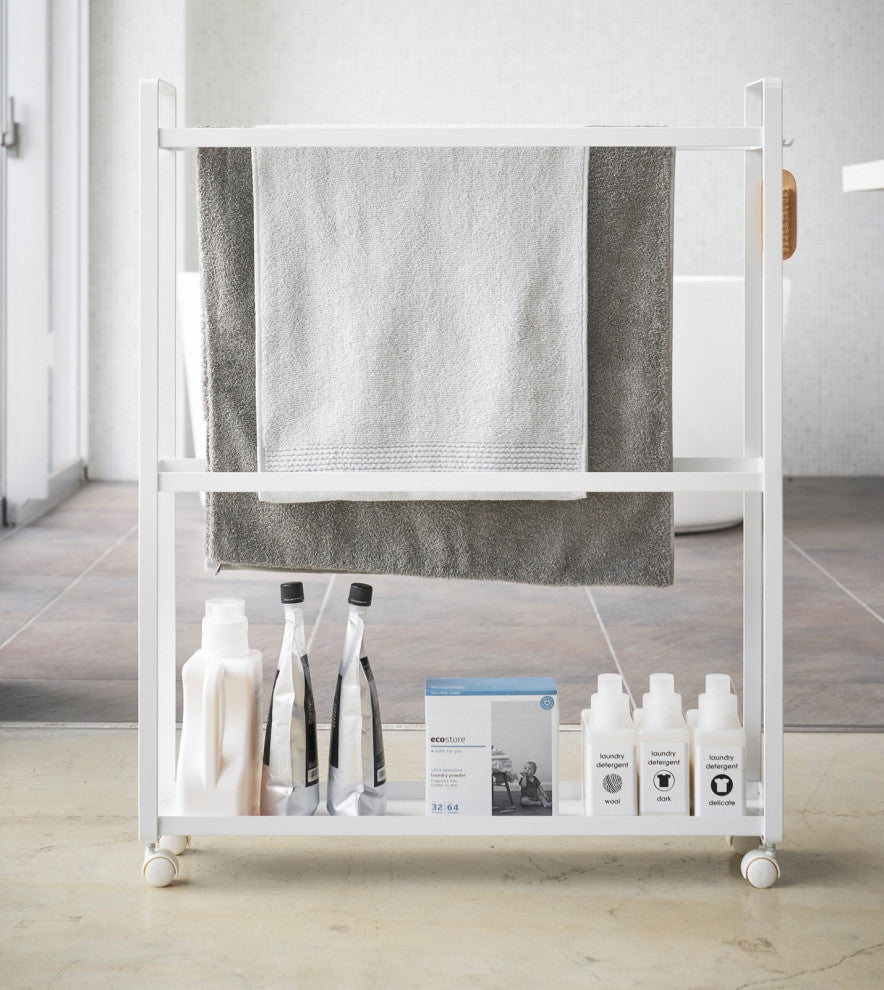 Tower Towel Rack and Organizer Wagon, White