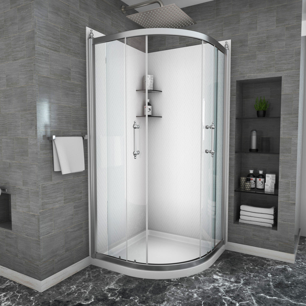 Semi-Frameless Shower Door, Chrome, 36" X 72"