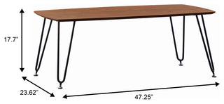 Elmwood 47" Coffee Table Rectangular MDF Tabletop, Black Iron, Walnut