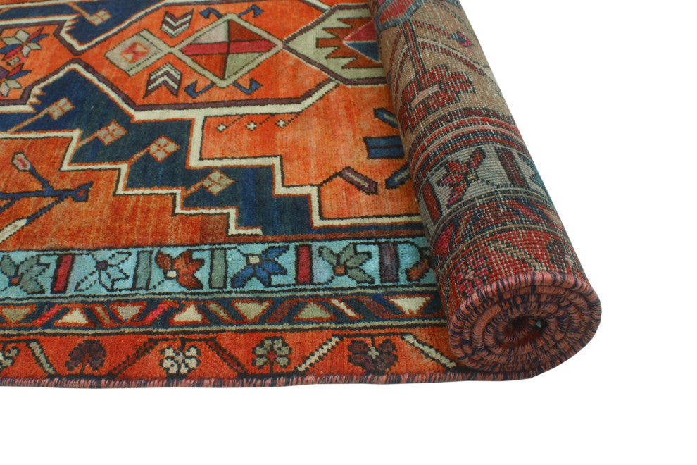 Fine Vintage Distressed Zouhir Rust/Light Blue Runner, 3'8x10'10