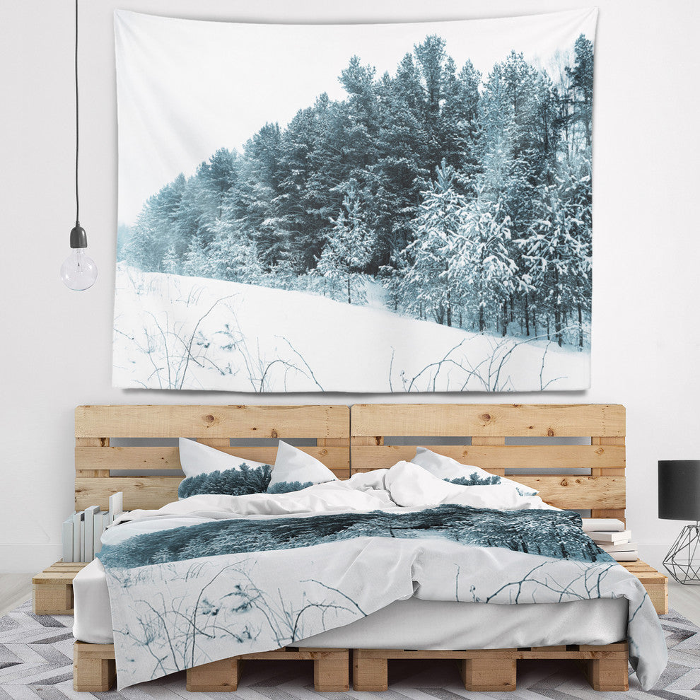 Dark Winter Trees Landscape Wall Tapestry, 80"x68"