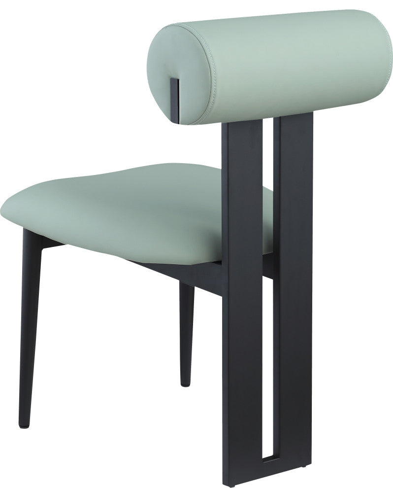 Dario Upholstered Dining Chair, Set of 2, Mint, Vegan Leather, Matte Black