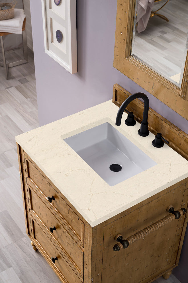 Copper Cove 26" Vanity, Driftwood Patina, Eternal Marfil Quartz Top