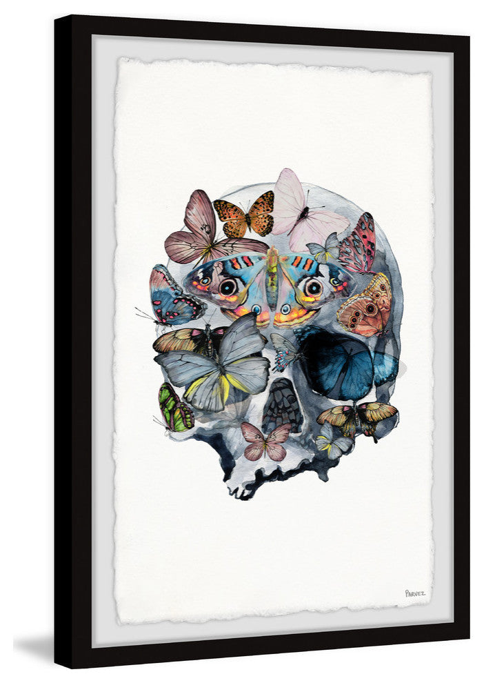 "Magnificent Butterfly Skull" Framed Painting Print, 12"x18"