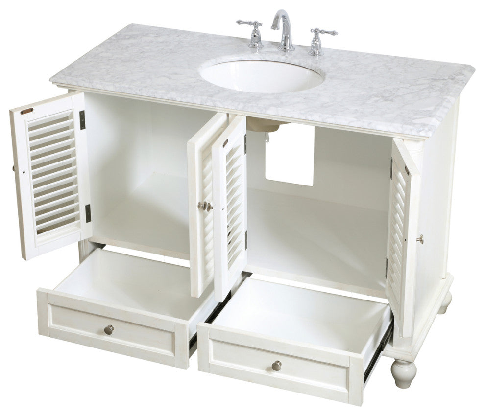Home Living Single Bathroom Vanity, Antique White, 48"