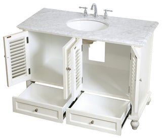 Home Living Single Bathroom Vanity, Antique White, 48"
