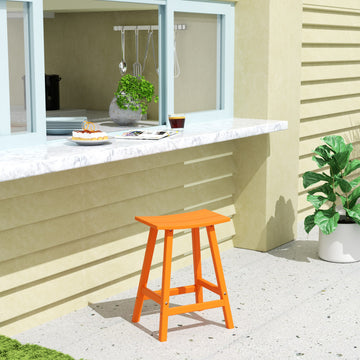 WestinTrends 24" Outdoor Patio Adirondack Plastic Counter Stool, Saddle Seat, Orange