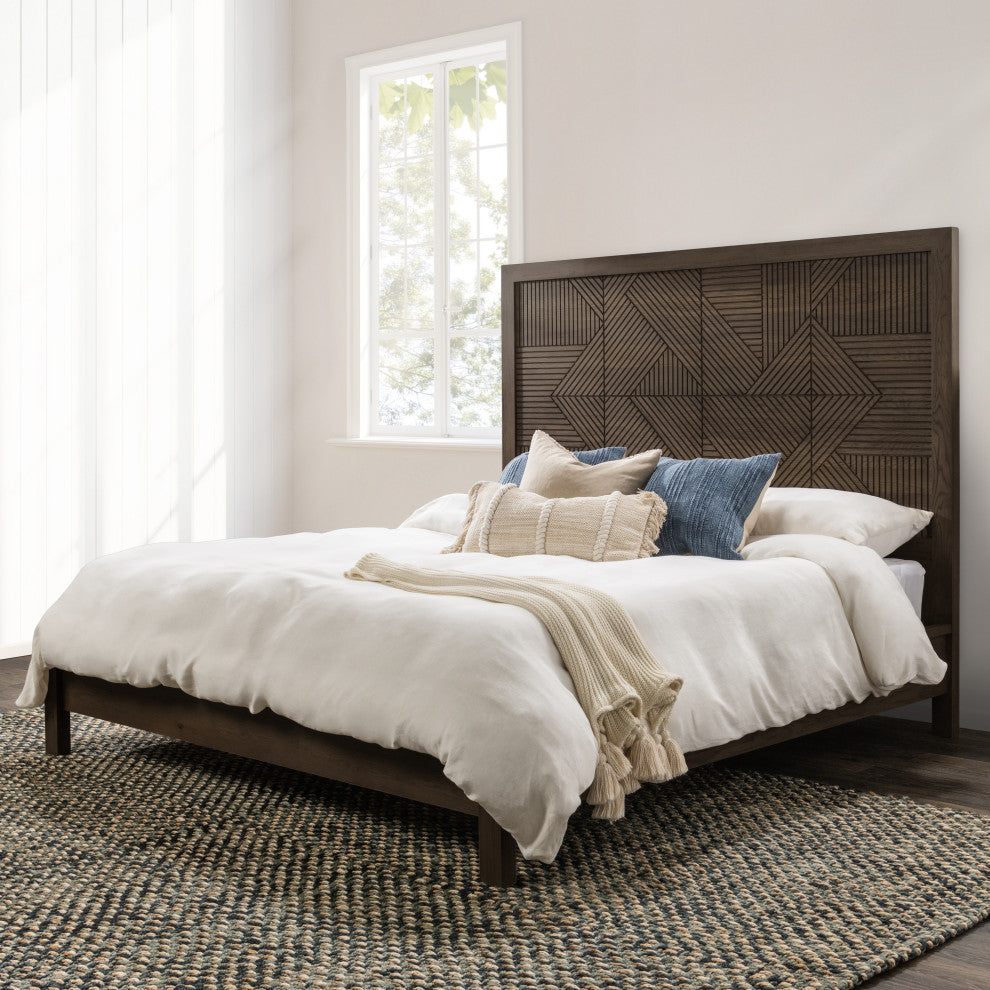 Santa Clara Wood Platform Bed, Toasted Brown, King