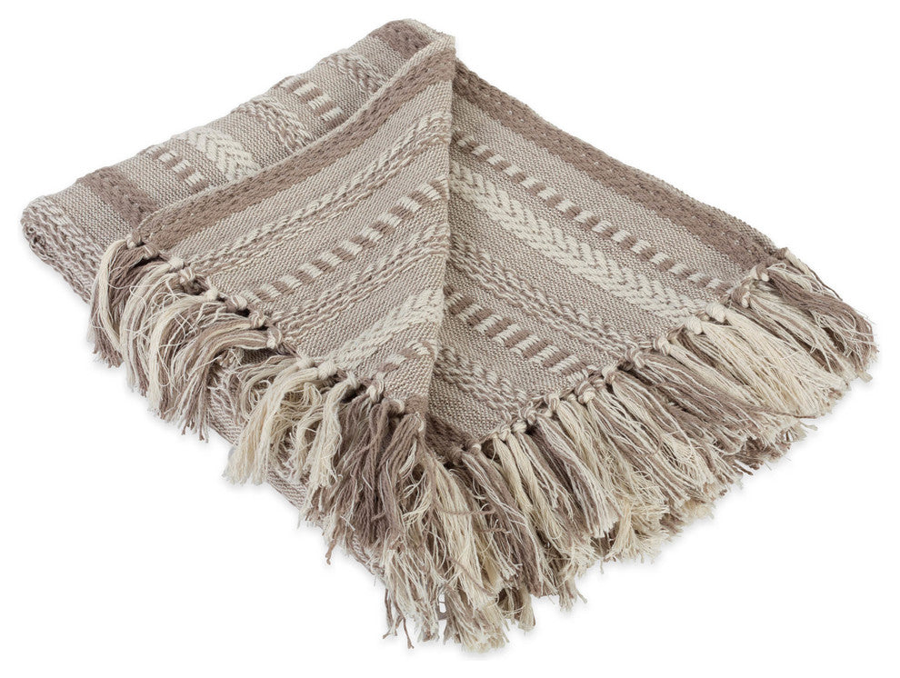 Stone Braided Stripe Throw