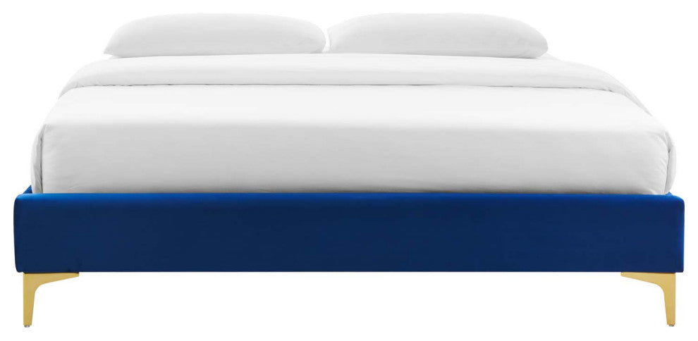 Sutton King Performance Velvet Bed Frame-Navy