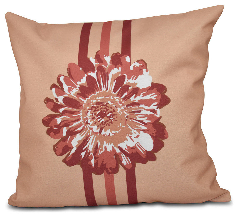 Flower Child 2, Floral Print Pillow, Coral, 20"x20"