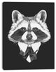 Funny Raccoon in Suit and Tie, Animal Canvas Art Print, 12"x20"