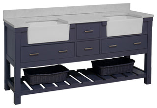 Charlotte 72" Bathroom Vanity, Marine Gray, Engineered Carrara