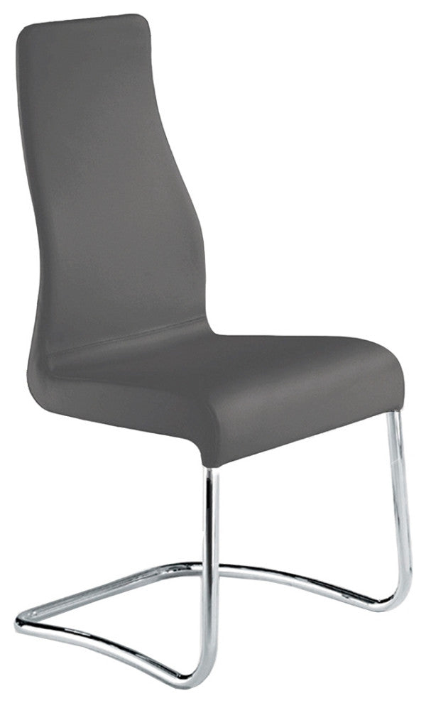Florence Set of 2 Dining Chair, Top Grain Leather, Gray