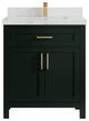 Cambridge 30 Single Sink Bath Vanity in Dark Forest Green 2" Calacatta Nuvo
