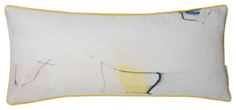 Austin Allen James-Carousel-Printed Pillow-Cream,Yellow,Blue,Blush Pink-35"x15"