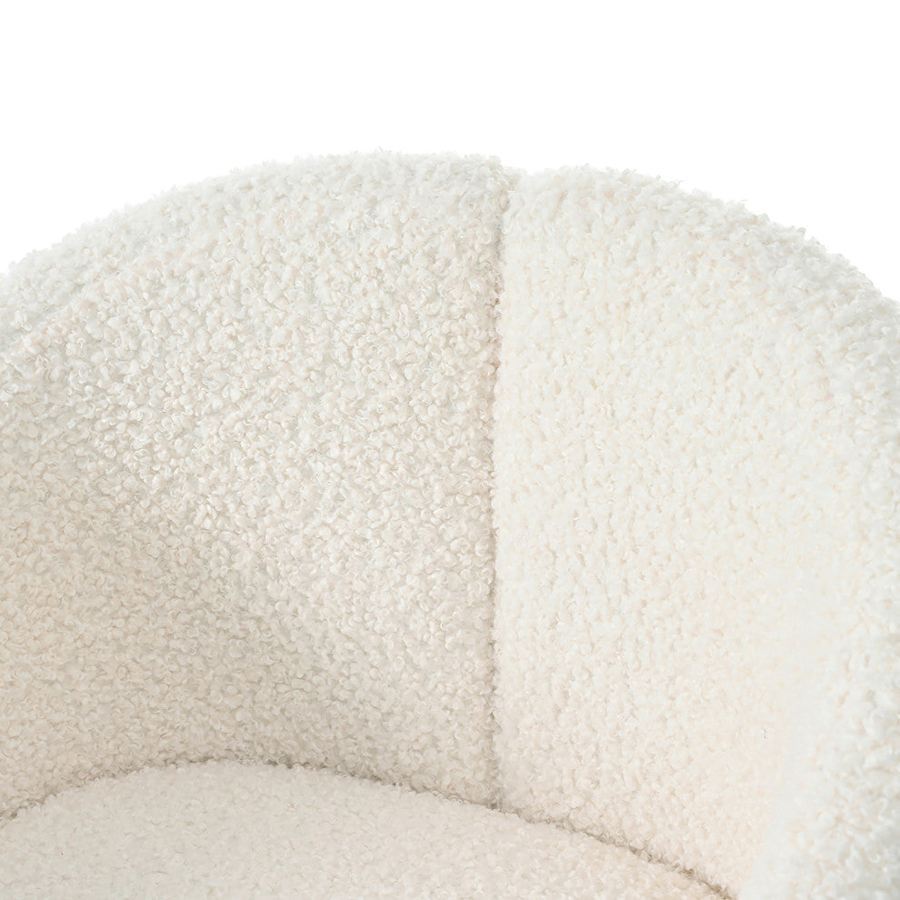 GDF Studio Camellia Contemporary Boucle Barrel Club Chair, White, Single