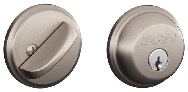 Schlage B60 Single Cylinder Keyed Entry Grade 1 Deadbolt - Satin Nickel