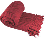 Tweed Knitted Throw Blanket, Chili Pepper Red, 50"x60"