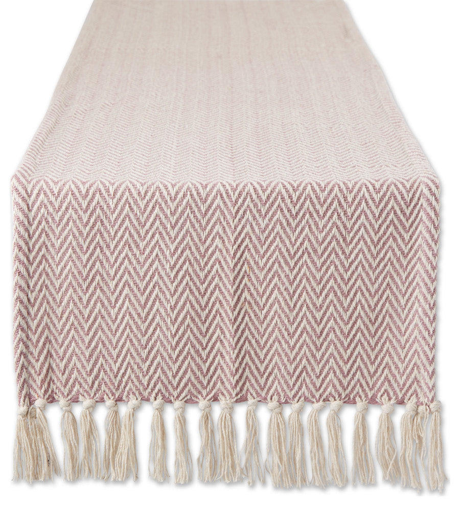 Pale Mauve Chevron Handloom Table Runner 15x72