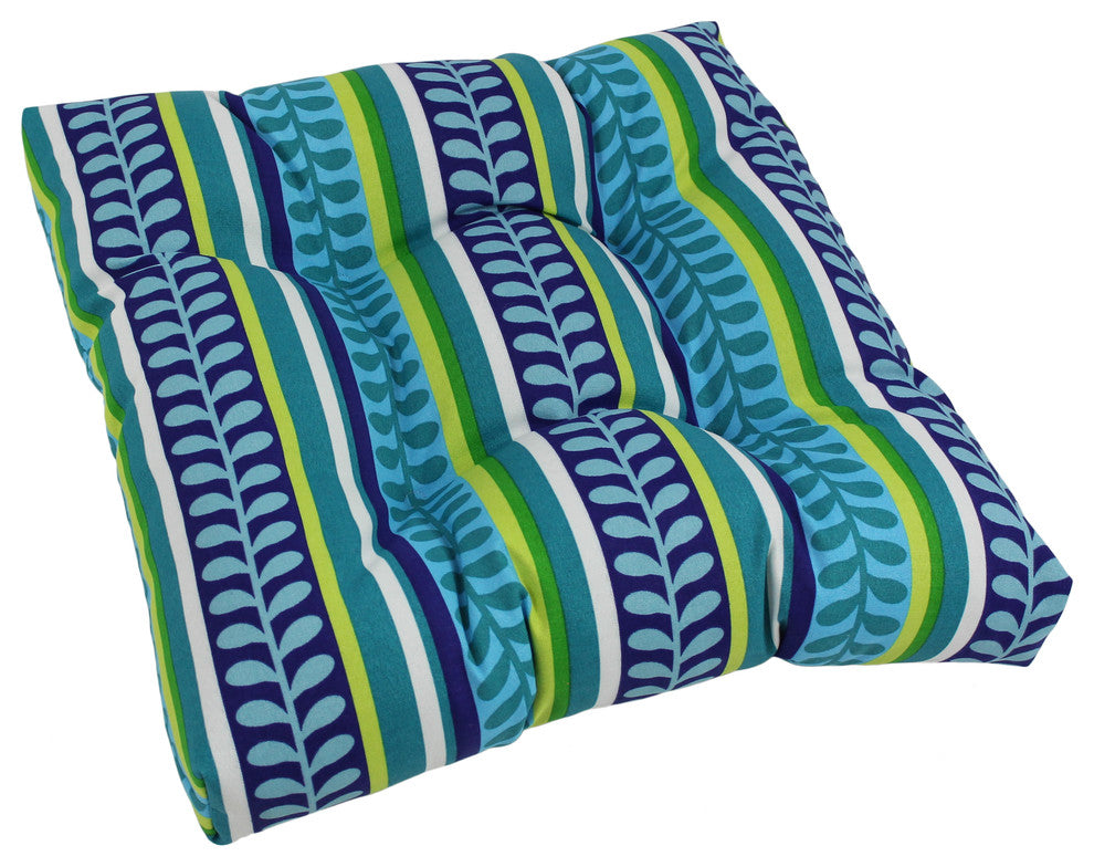 19" Squared Spun Polyester Tufted Dining Chair Cushion, Pike Azure