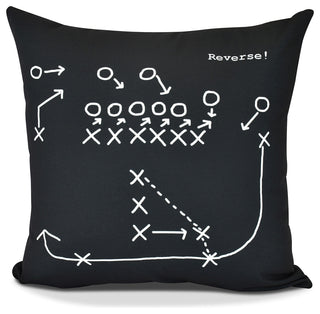 Reverse!, Geometric Print Outdoor Pillow, Black, 16" x 16"