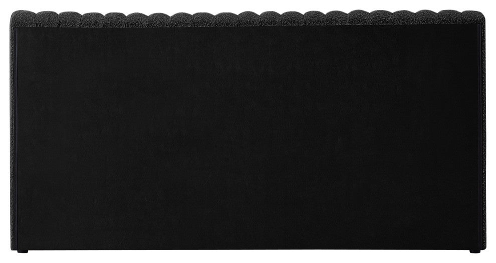 Nash Boucle Fabric Upholstered Bed, Black, Queen