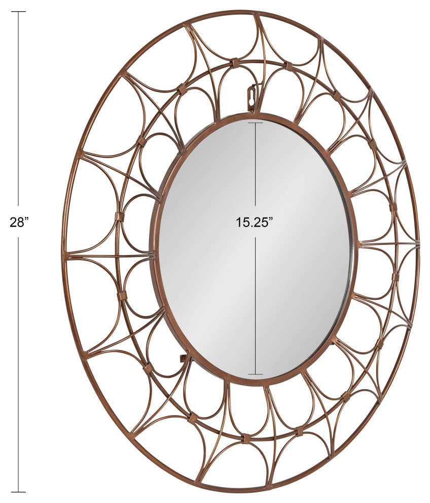 Avoca Decorative Round Mirror, Bronze, 28" Diameter