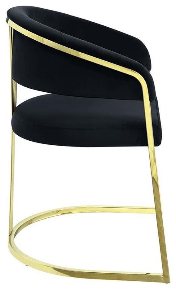ACME Furniture Fallon 19" Hollow Back Velvet & Metal Side Chair in Black/Gold
