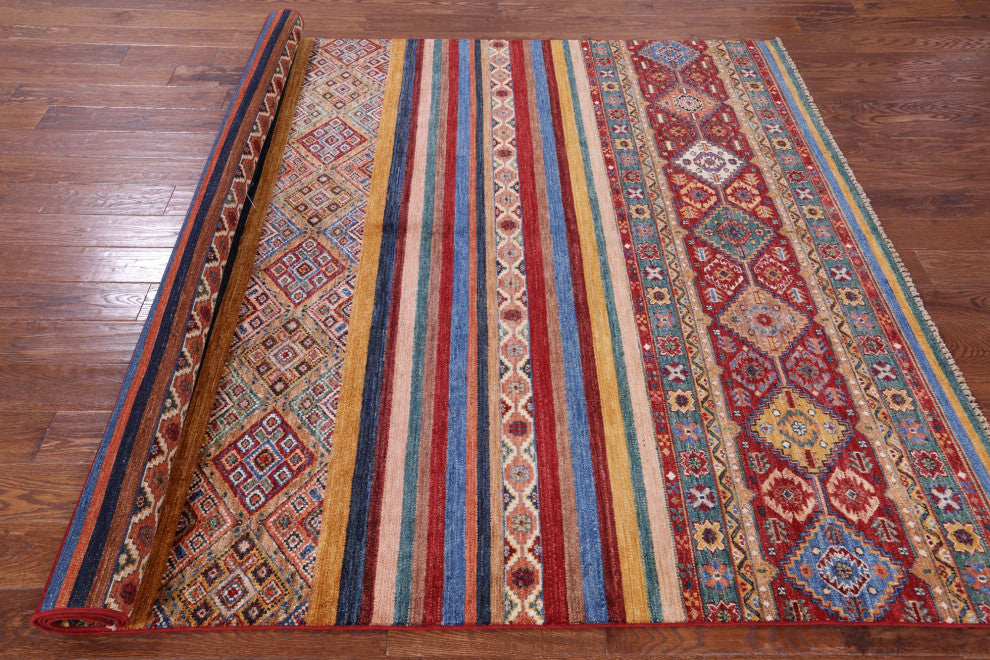 6' 9" X 10' 1" Khorjin Super Kazak Hand Knotted Rug Q10753