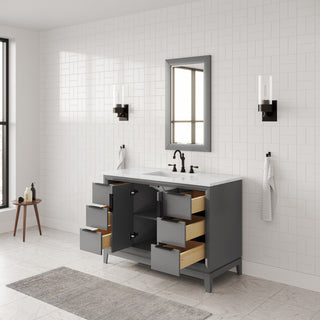 Elizabeth 48" Single Sink Carrara White Marble Vanity, Cashmere Gray