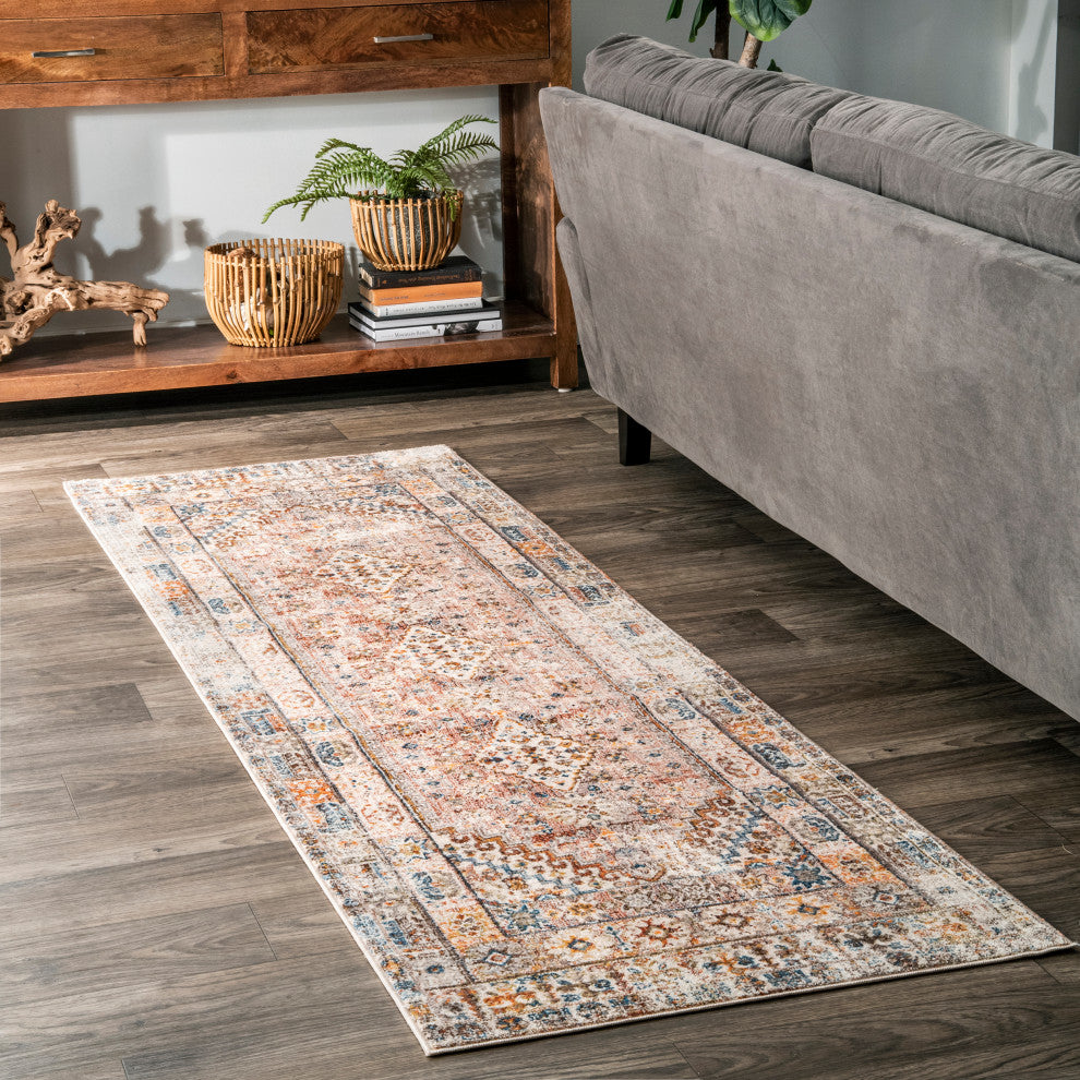 Nuloom Farley Medallion Fringe Area Rug, Khaki 2'6"x10'