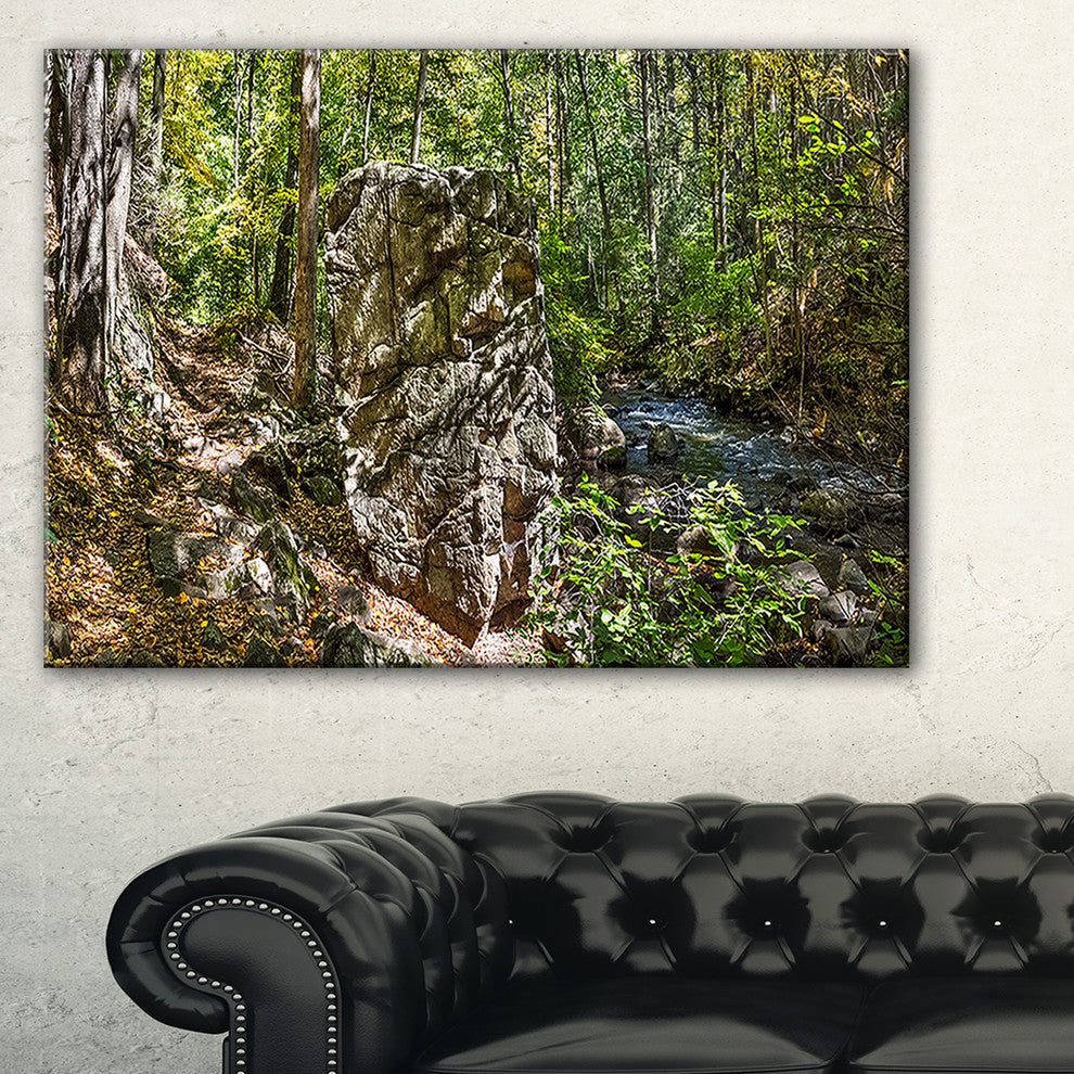 "Huge Rock in Black River Shore" Landscape Wall Art Wall Art, 40"x30"