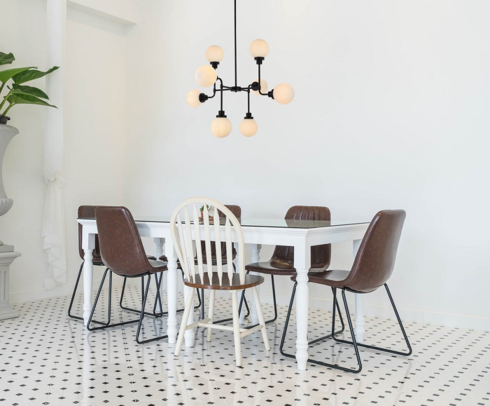 Helen 8-Light Pendant, Black With Frosted Shade