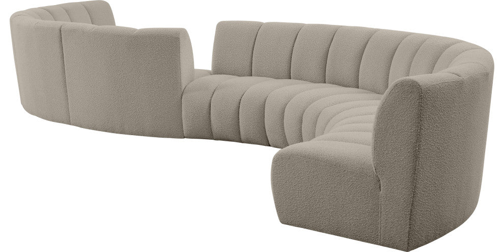 Infinity Boucle Fabric Upholstered 8-Piece S-Shaped Modular Sectional, Brown