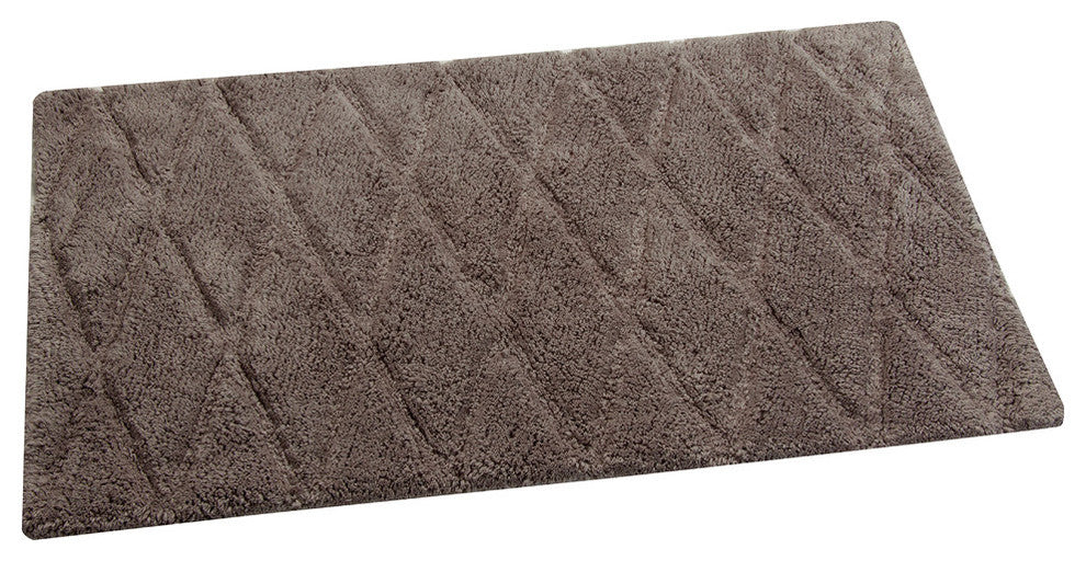 Bath Rug Cotton, 2 Piece Set, 34"x21" and 36"x24", Grey, Pattern Raised Diamond