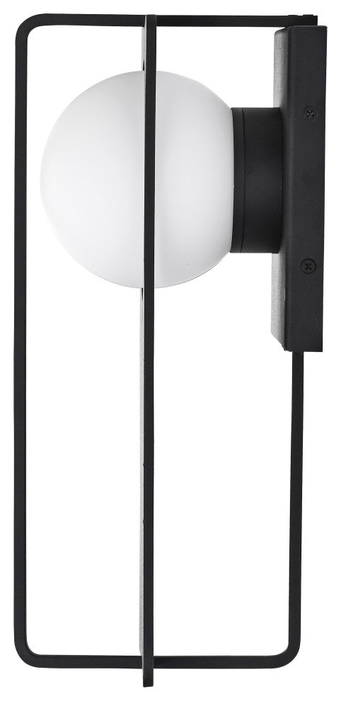 Portal 6W LED Medium Wall Lantern, Matte Black/White Opal Glass