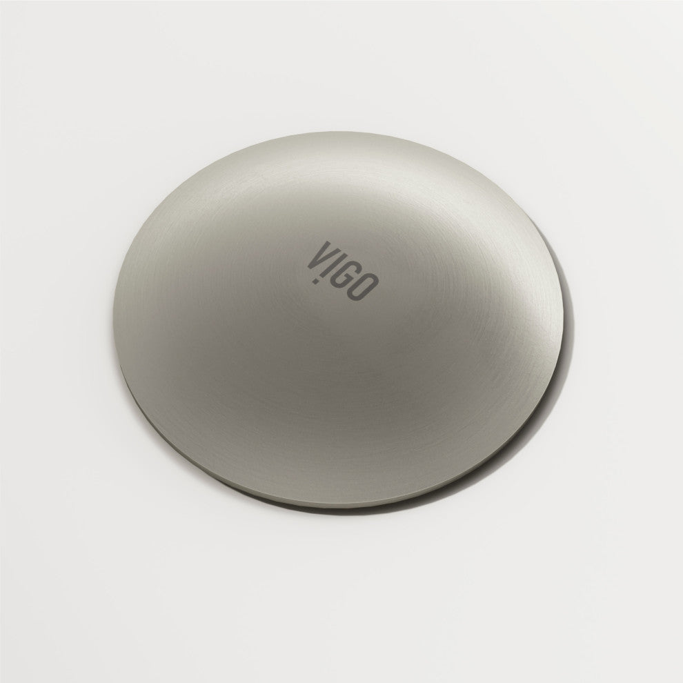 VIGO 1.75" W Bathroom Sink Pop-Up Drain, Brushed Nickel, Without Overflow, Vessel, With Mounting Ring
