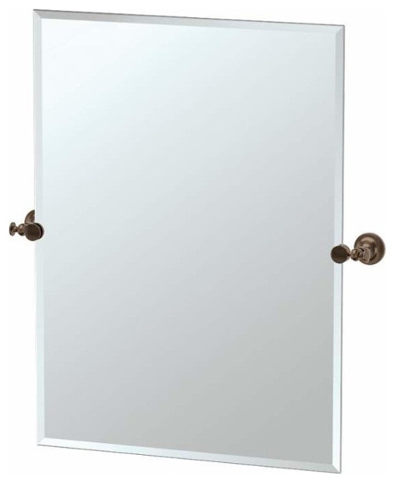 Taven 24" Frameless Rectangular Mirror, Polished Nickel, Satin Nickel