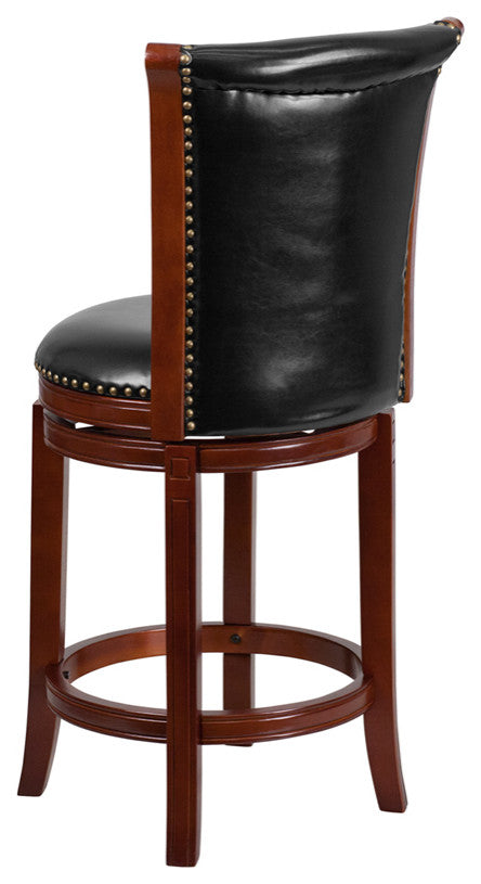 26" Dark Chestnut Wood Stool