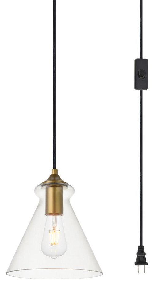 Living District Destry 1-Light Plug-In Pendant Brass