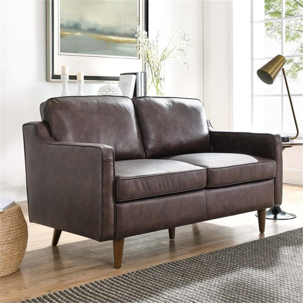 Impart Genuine Leather Loveseat, Brown