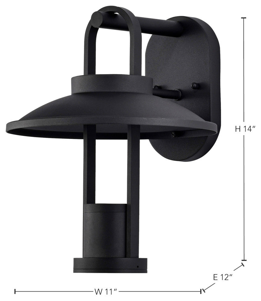 Harriman 12W LED Medium Wall Lantern, Matte Black/Aluminum Shade