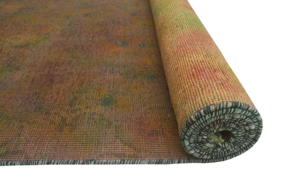 Vintage Distressed CoLight ere Gold/Green Runner, 3'0x12'2