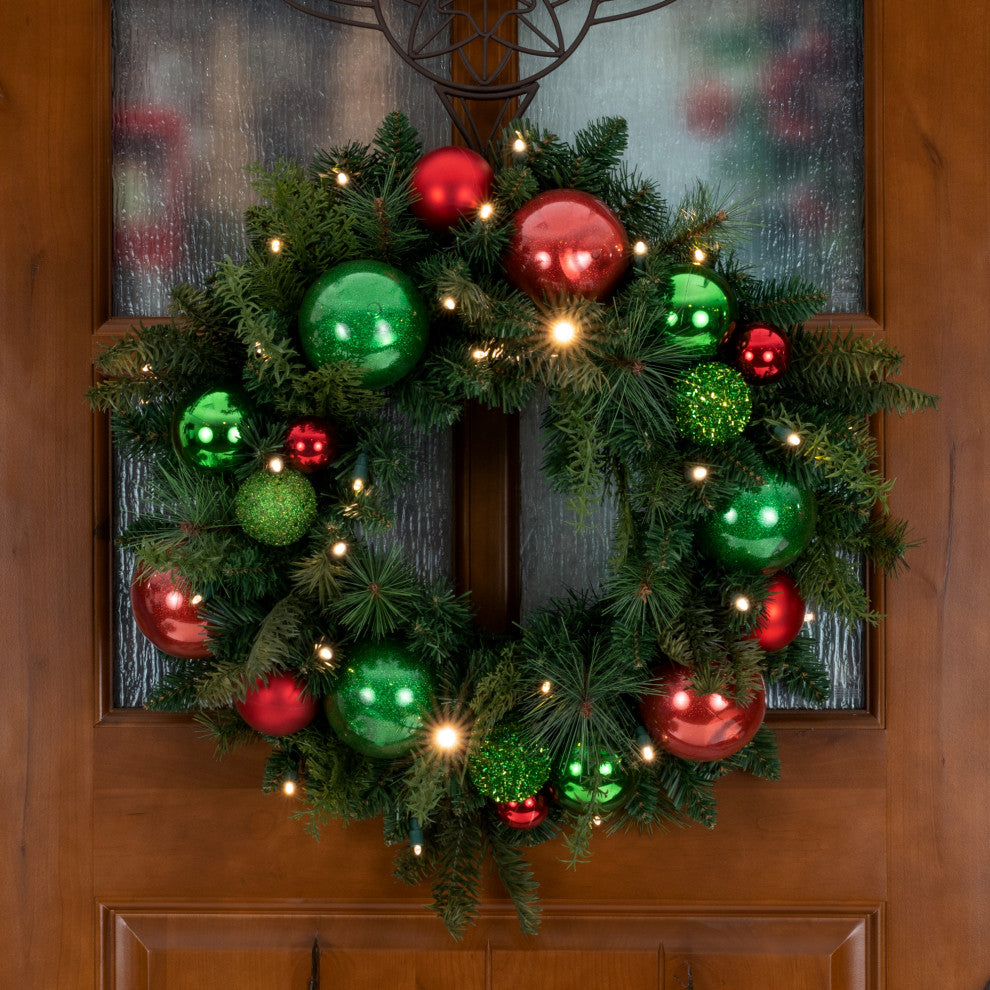24" Lighted Christmas Wreath, Christmas Cheer
